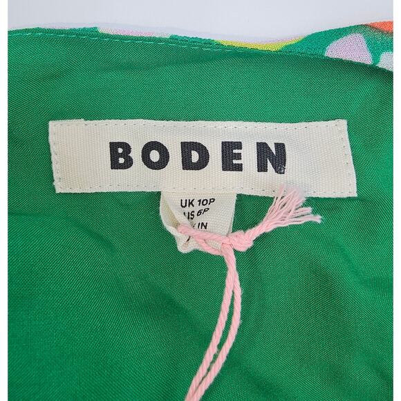 Boden Women's 6P V-Neck Puff Maxi Dress Green Tambourine Wild Flower NWT - Picture 4 of 10